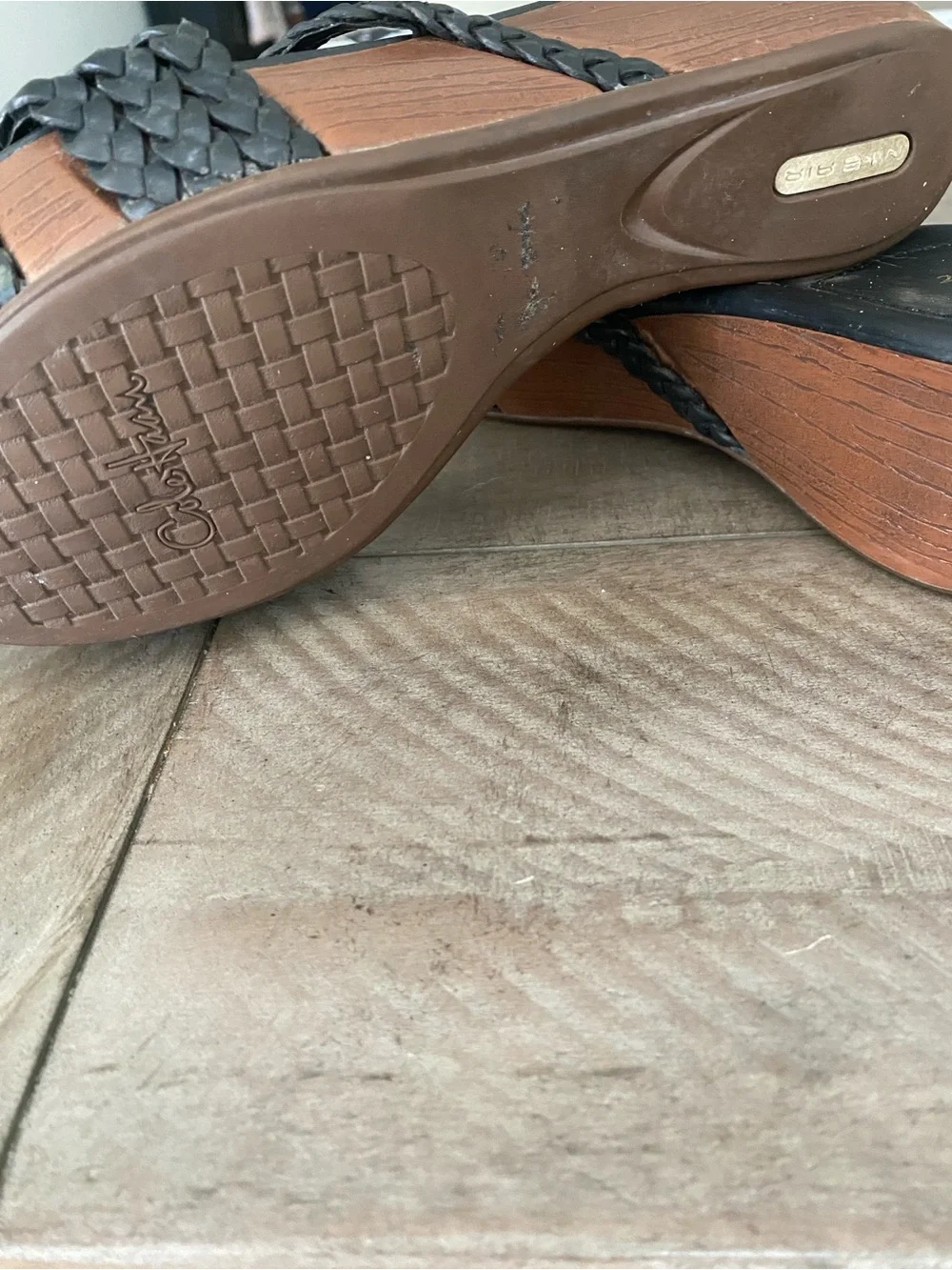 Cole Haan Black Braided Leather wedges. 6